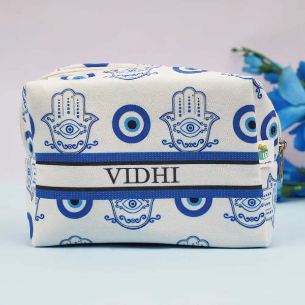 Personalized Evil Eye Printed Box Pouch For Women